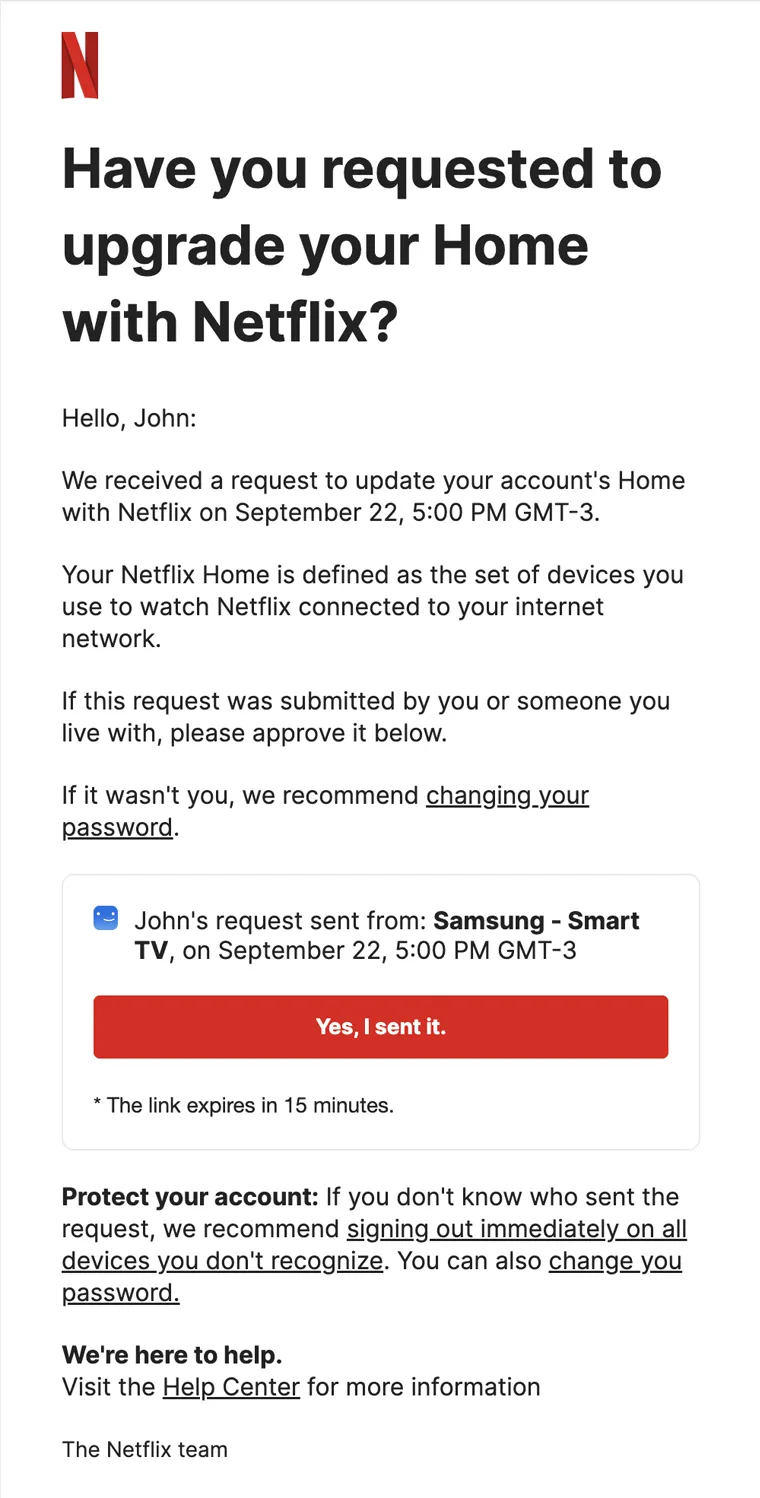 Home upgrade security confirmation