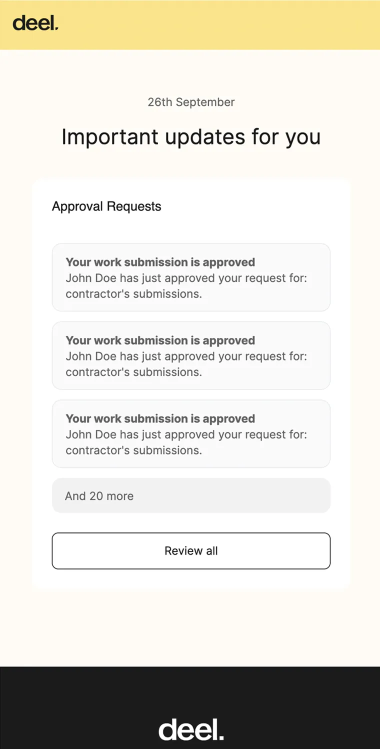 Work submission approved notification