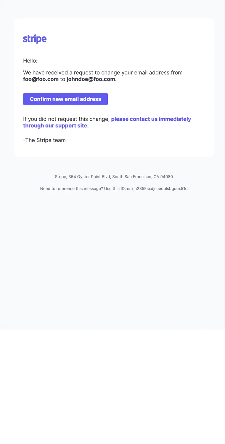 Change email confirmation