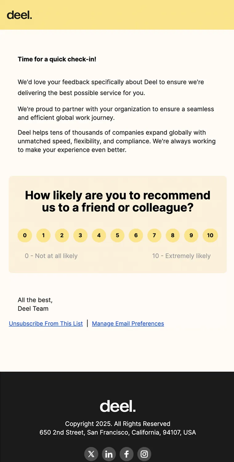 Customer feedback survey