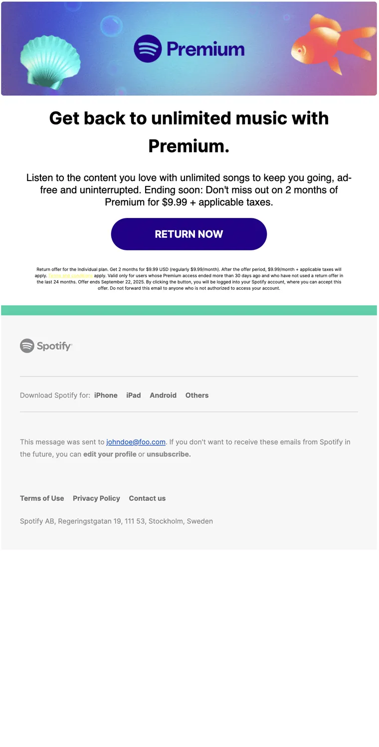 Premium return offer