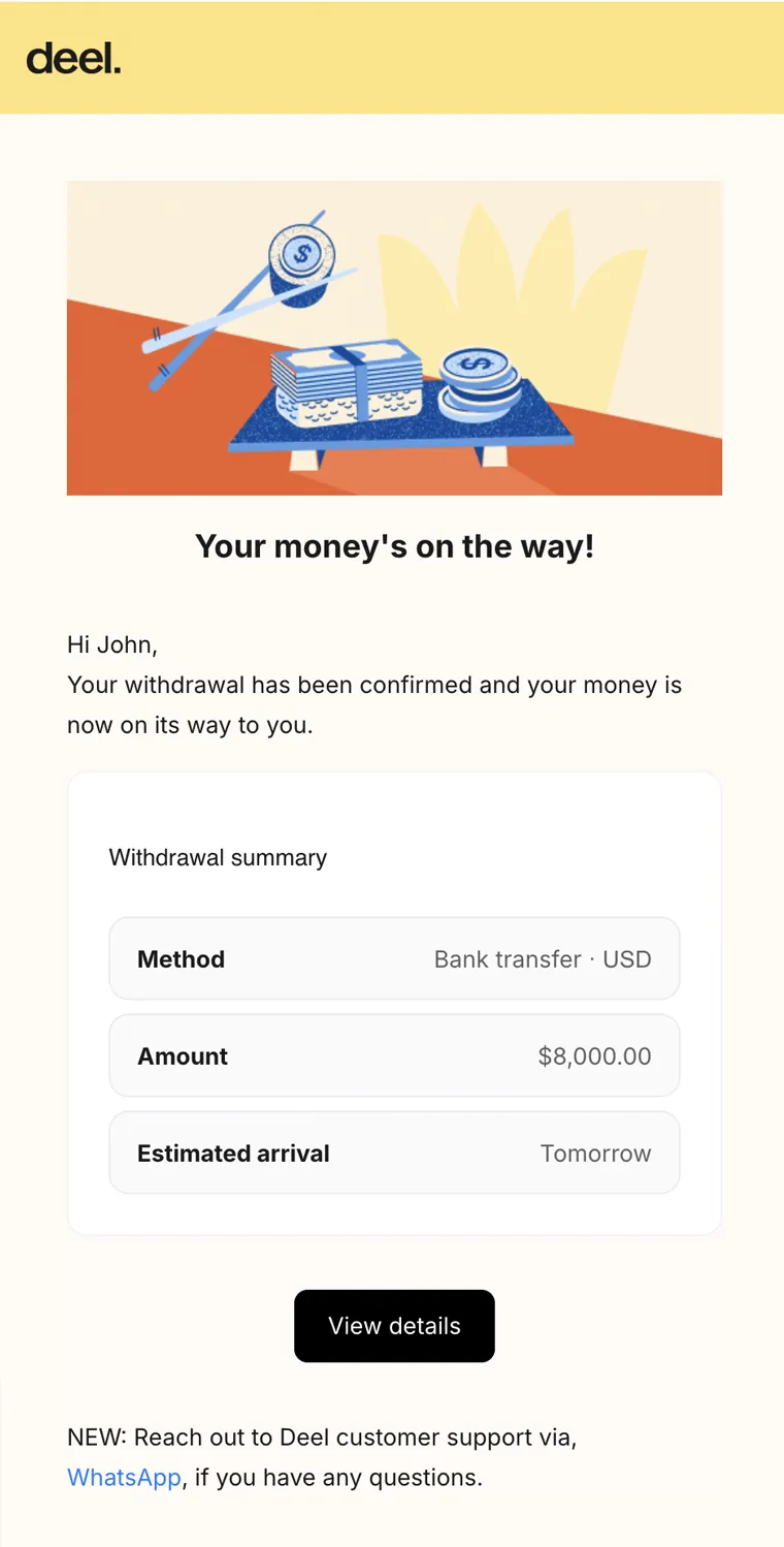 Payment confirmation